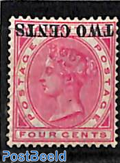 TWO CENTS on 4c, inverted overprint 