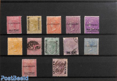 Lot Victoria stamps */o, Mauritius