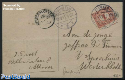 Kleinrond WESTBLOKKER (as arrival postmark) on postcard