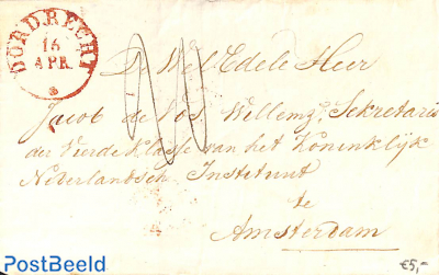 Hand made envelope send from Dordrecht to Amsterdam, with Dordrecht mark