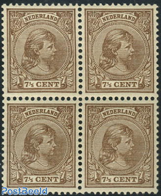 7.5c brown,plate, block of 4 [+], mint NH