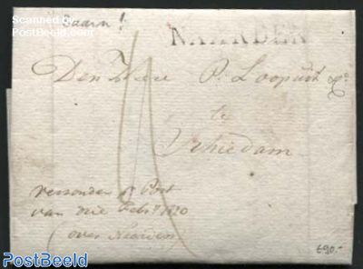Letter from Baarn via Naarden to Schiedam