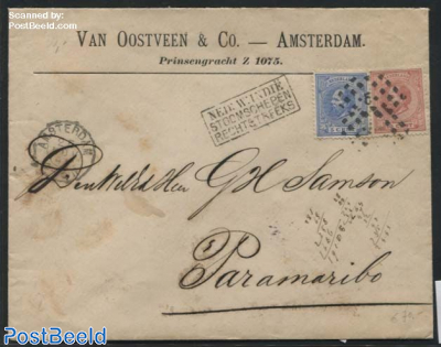 Ship Mail letter to Paramaribo [NED:W:INDIE STOOMSCHEPEN RECHTSTREEKS]