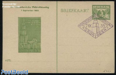 Postcard with private text, special postmark postzegeltentoonstelling Groningen