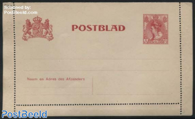 Card letter (Postblad) 5c carmine on pink paper