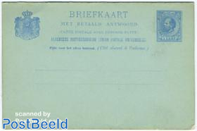 Postcard with Paid answer 5c blue