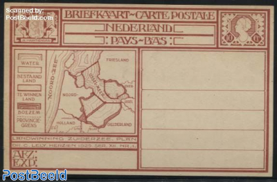 Postcard 10c, IJssel Meer map