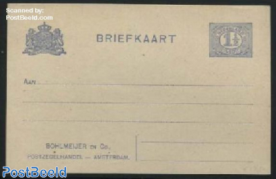 Postcard with private text, 1.5c, Bohlmeijer Amsterdam