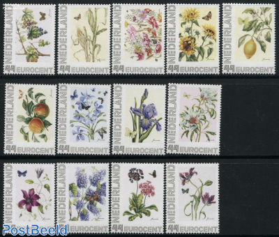 Flowers, Janneke Brinkman, only stamps with butterflies 13v