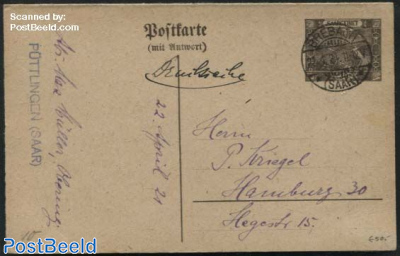 Reply Paid Postcard, sent to Hamburg