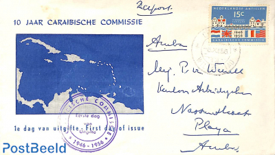 Caribean commission 1v, FDC with address