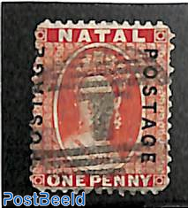 1d double POSTAGE overprint, used