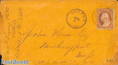 Cover from Boston Mass. to Newburyport Mass. See Boston postmark.