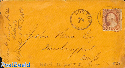 Cover from Boston Mass. to Newburyport Mass. See Boston postmark. 