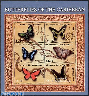 Caribbean butterflies 6v m/s (6x1.10$)