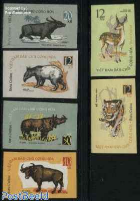 Wild animals 6v, imperforated