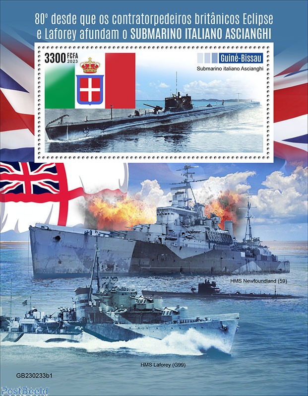 Timbre 2023, Guinea Bissau HMS Eclipse and HMS Laforey, 2023 ...