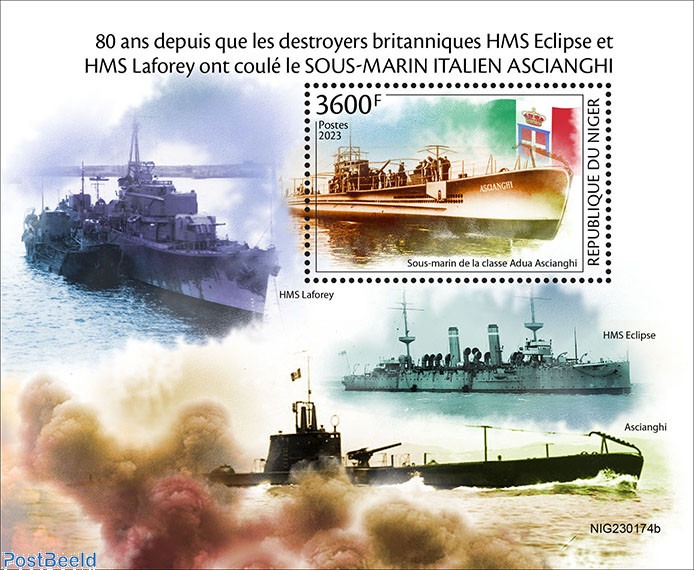 Timbre 2023, Niger HMS Eclipse and HMS Laforey, 2023 - Philatélie ...