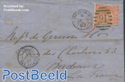 Folding letter from London to Bordeaux