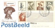 Rembrandt 5v, FDC with lines, with address, open flap